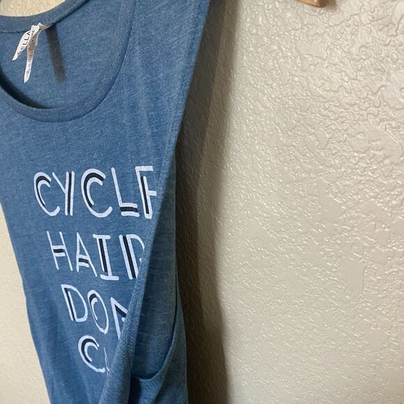 Women’s Athletic Tank Top Cycle Hair Don’t Care Cyclebar Blue Size Small - Picture 4 of 5